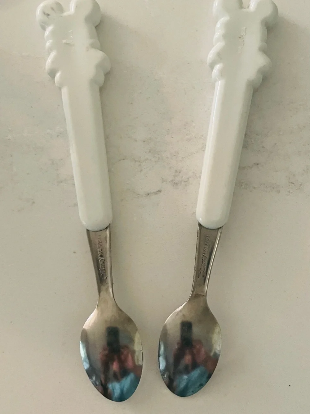 Disney Vintage Minnie Mouse White Multi-Color Kids Spoons (Set of 2)